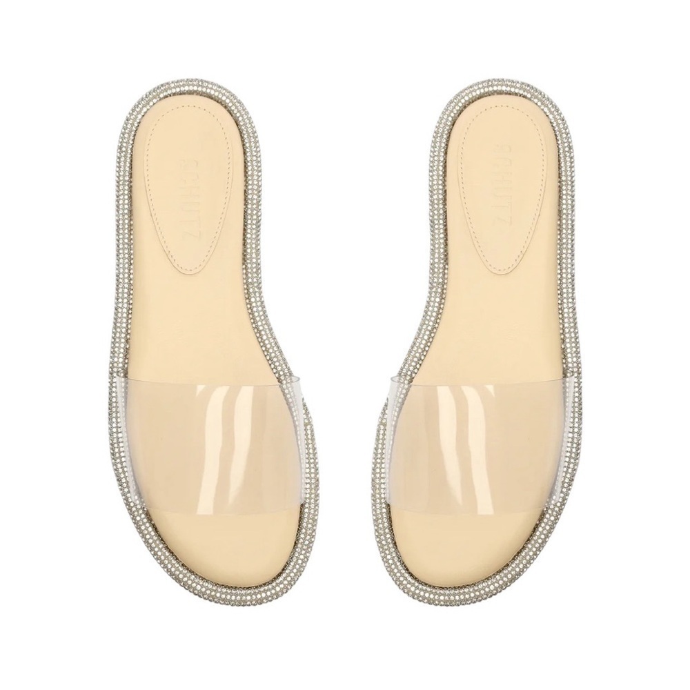 Schutz - Alcina Clear Strap Rhinestone Sandals Sz 8.5